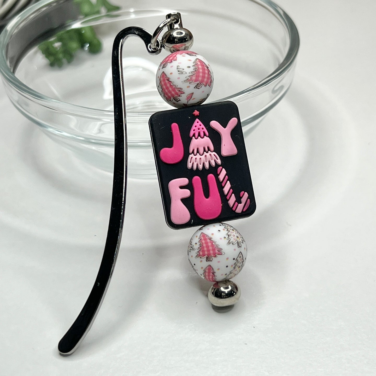 Pink Joyful Beaded Bookmark